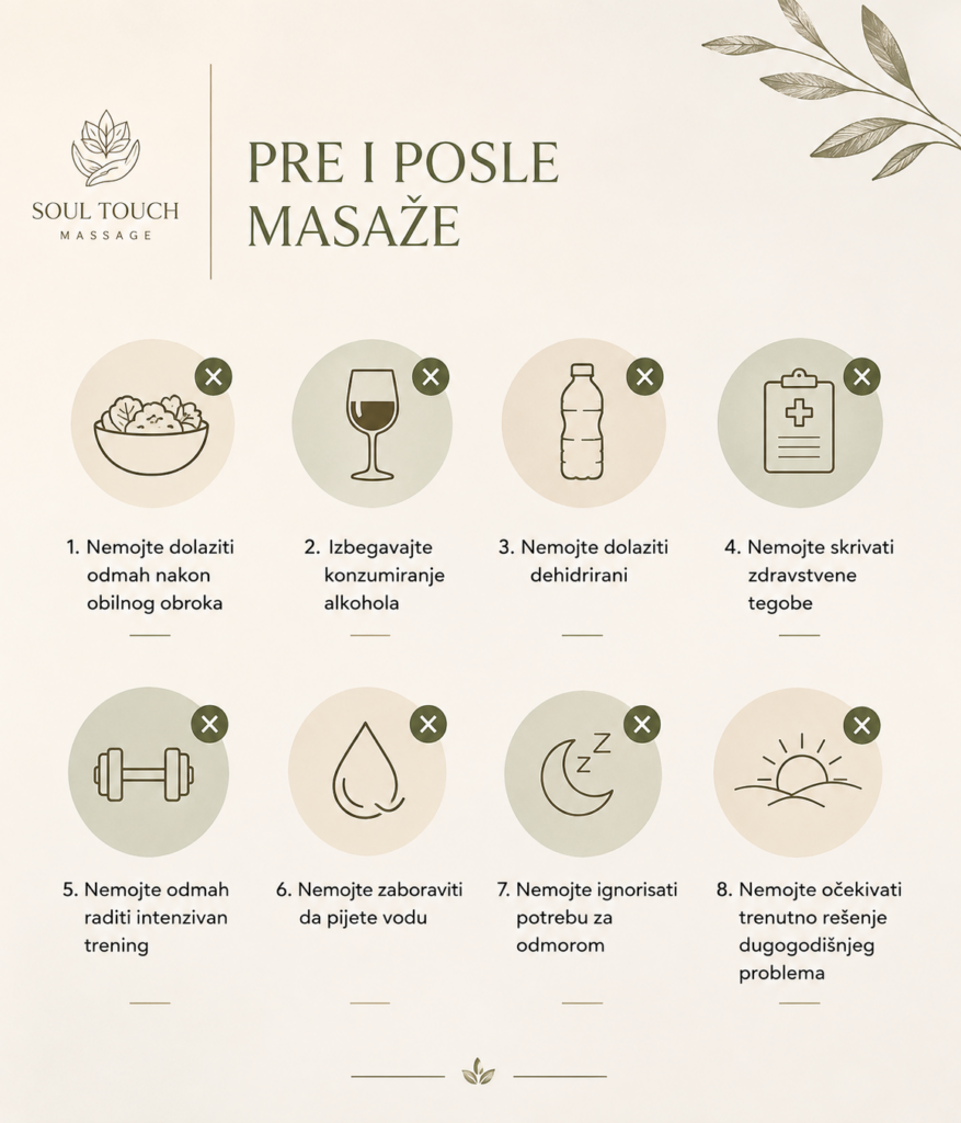 Saveti pre i posle masaže – šta ne treba raditi